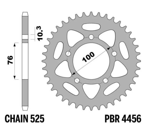 Kit chaîne EK/PBR 525 MVXZ2 - 15/43-108 - Couronne acier standard