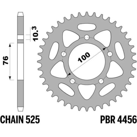 Kit chaîne EK/PBR 525 MVXZ2 - 15/43-108 - Couronne acier standard