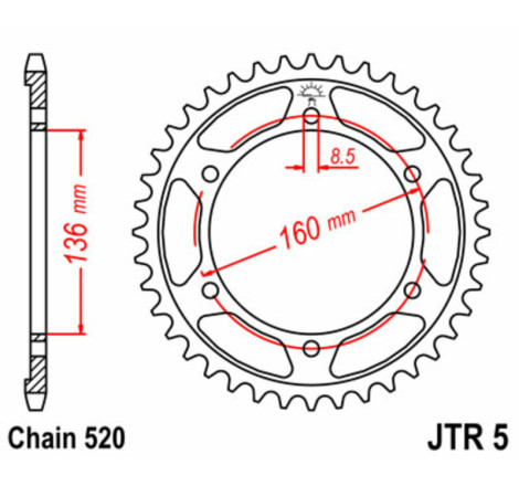 Kit chaîne EK/JT 520 MVXZ2 - 16/47-112 - Couronne acier standard