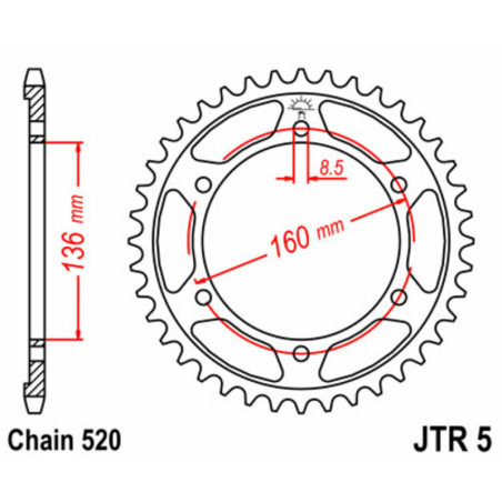 Kit chaîne EK/JT 520 MVXZ2 - 16/47-112 - Couronne acier standard
