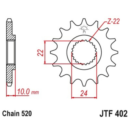 Kit chaîne EK/JT 520 MVXZ2 - 16/47-112 - Couronne acier standard