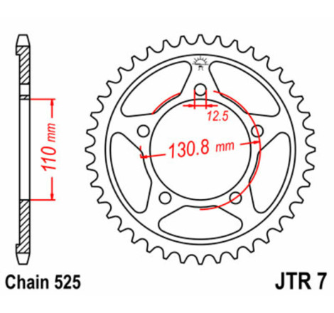 Kit chaîne EK/JT 525 MVXZ2 - 17/45-120 - Couronne acier standard