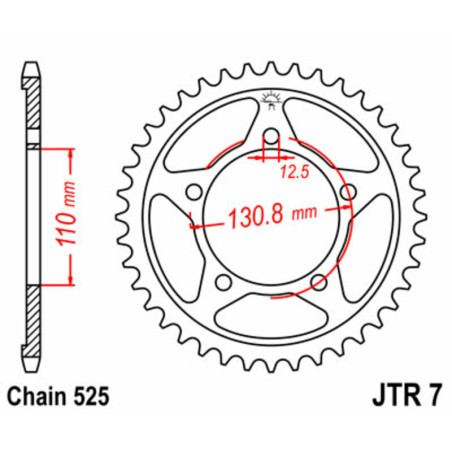 Kit chaîne EK/JT 525 MVXZ2 - 17/45-120 - Couronne acier standard