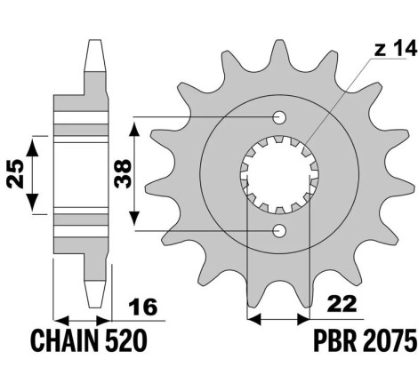 Kit chaîne EK/PBR 520 ZVX3 - 15/42-110 - Couronne acier standard