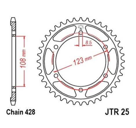 Kit chaîne EK/JT 428 DEH - 13/60-136 - Couronne acier standard
