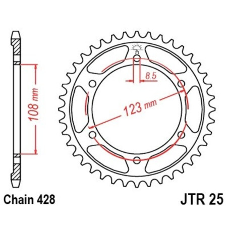 Kit chaîne EK/JT 428 DEH - 13/60-136 - Couronne acier standard