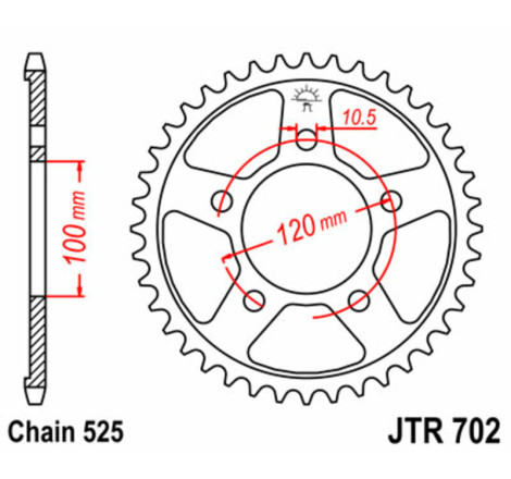 Kit chaîne EK/JT 525 MVXZ2 - 16/40-108 - Couronne acier standard