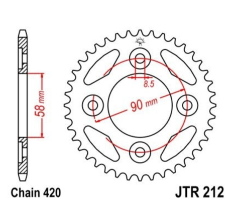 Kit chaîne EK/JT 420 SR - 15/34-98 - Couronne acier standard