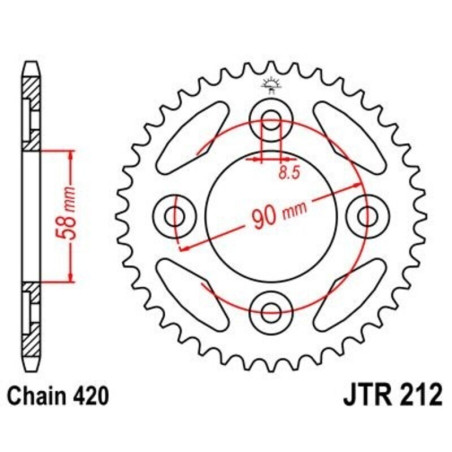 Kit chaîne EK/JT 420 SR - 15/34-98 - Couronne acier standard