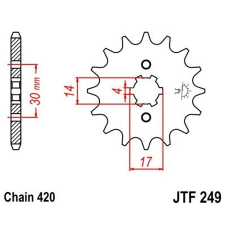 Kit chaîne EK/JT 420 SR - 15/34-98 - Couronne acier standard