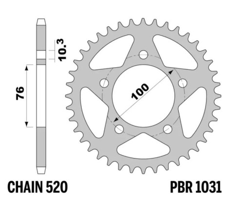 Kit chaîne EK/PBR 520 SRX2 - 15/46-114 - Couronne acier standard