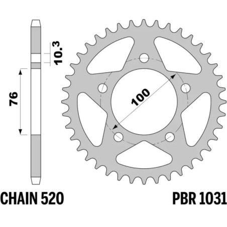 Kit chaîne EK/PBR 520 SRX2 - 15/46-114 - Couronne acier standard