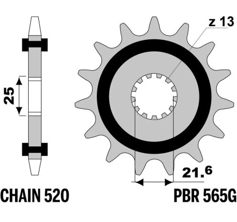 Kit chaîne EK/PBR 520 SRX2 - 15/46-114 - Couronne acier standard