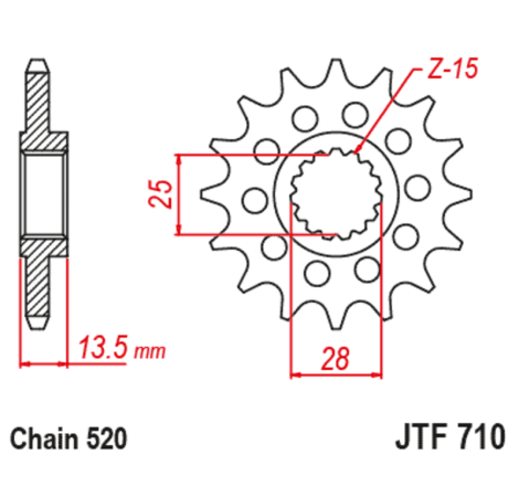 Kit chaîne EK/JT 520 MVXZ2 - 15/44-114 - Couronne acier standard