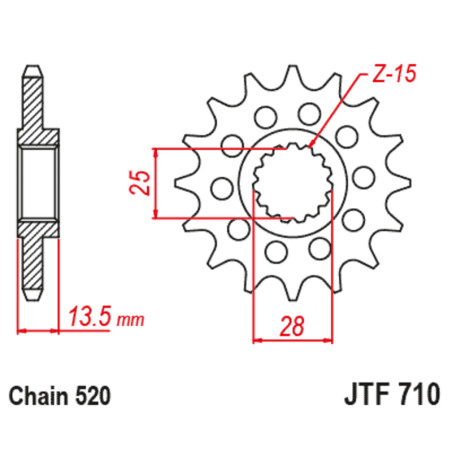 Kit chaîne EK/JT 520 MVXZ2 - 15/44-114 - Couronne acier standard