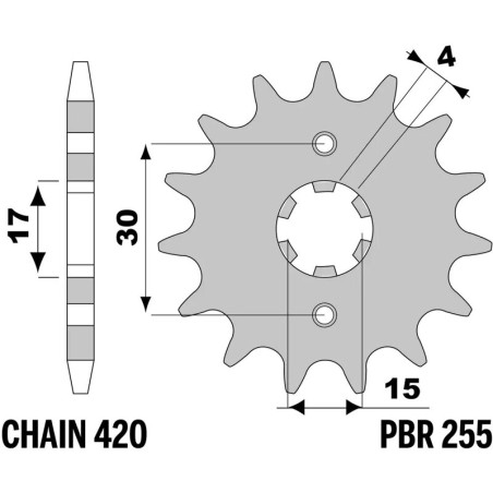 Pignon PBR acier standard - 420