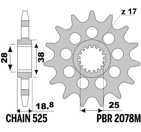 Pignon PBR acier standard - 525