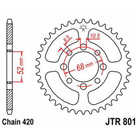 Kit chaîne JT 420HDR 12/46-120 - couronne standard