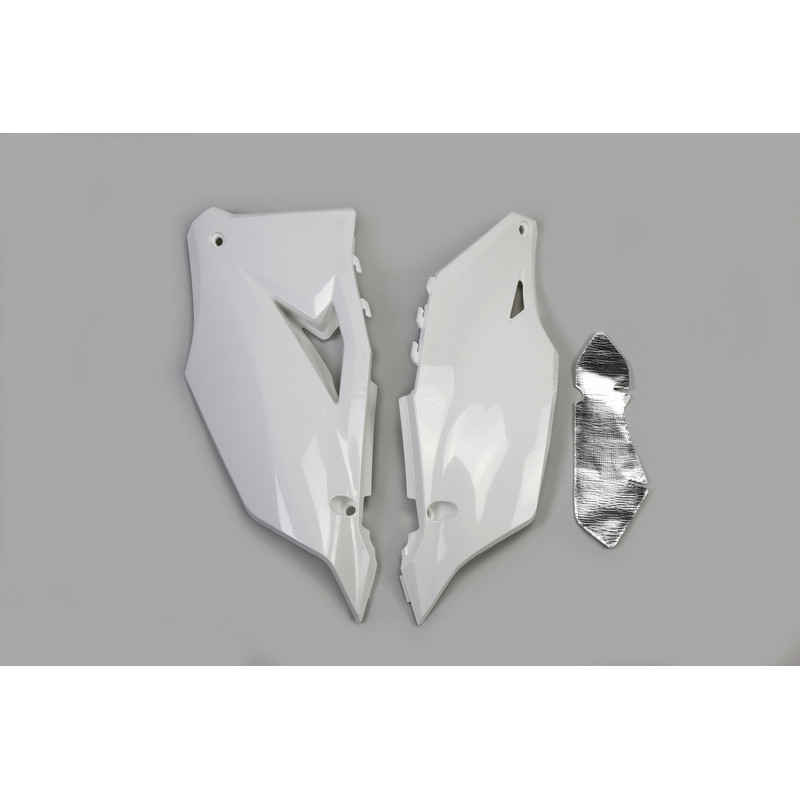Plaques latérales UFO blanches pour Kawasaki KX-F 250 / 450