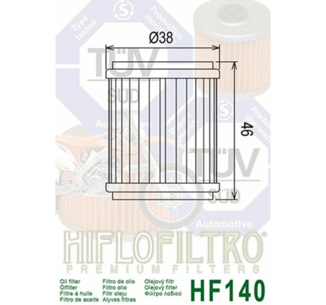 Filtre à huile HIFLOFILTRO HF140 – 250YZ-F (2012-2023) / 450 YZ-F (2009-2023)