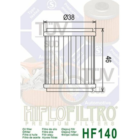 Filtre à huile HIFLOFILTRO HF140 – 250YZ-F (2012-2023) / 450 YZ-F (2009-2023)