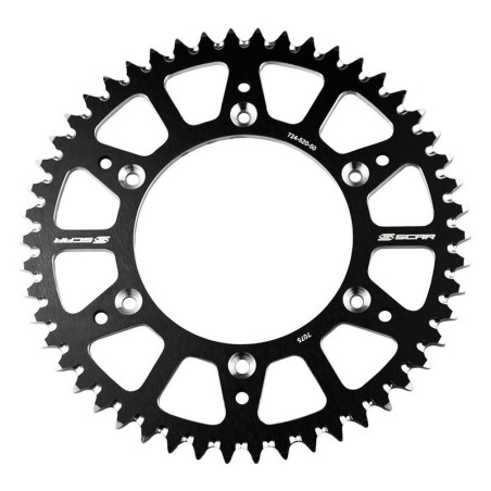 Couronne SCAR 48 dents aluminium noir Ultra-Light anti-boue pour 65 SX/TC/MC