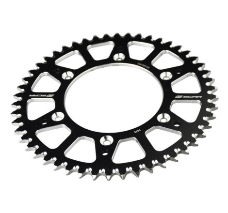 Couronne SCAR 48 dents aluminium noir Ultra-Light anti-boue pour 65 SX/TC/MC