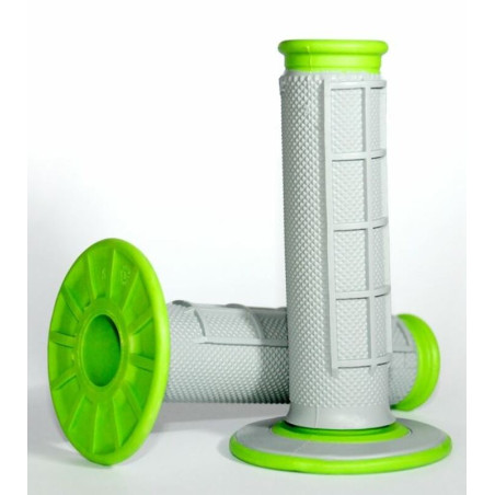 Revêtements RENTHAL MX Dual Compound semi-gauffrés gris/vert