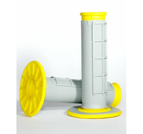 Revêtements RENTHAL MX Dual Compound semi-gauffrés gris/jaune