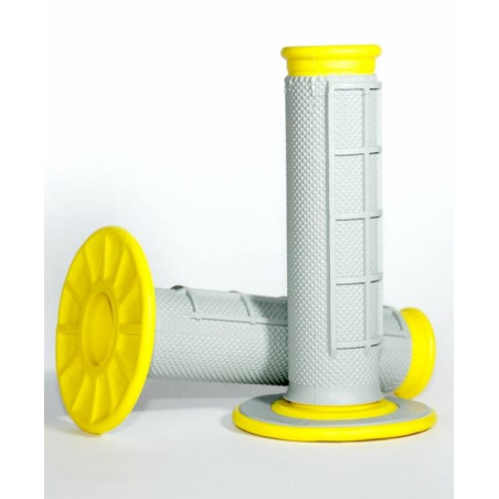 Revêtements RENTHAL MX Dual Compound semi-gauffrés gris/jaune