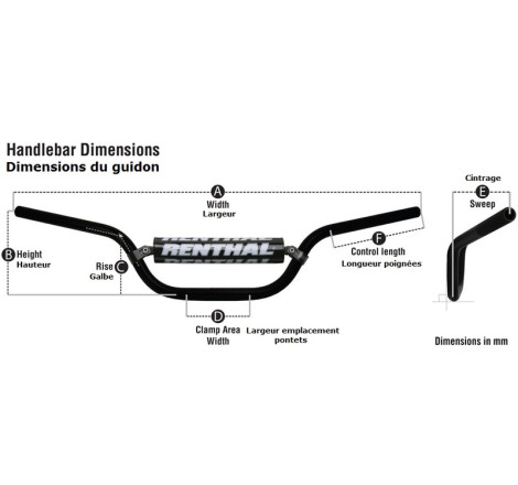 Guidon RENTHAL Mini MX 7/8" 823 KTM 65SX
