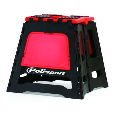 Lève-moto fixe POLISPORT repliable rouge CR/noir pour entretien et stockage sécurisé