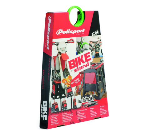 Lève-moto fixe POLISPORT repliable rouge CR/noir pour entretien et stockage sécurisé