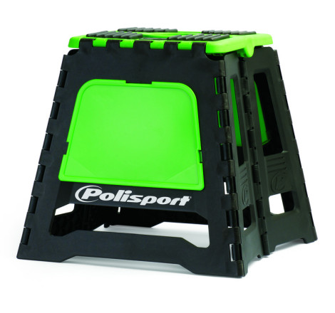 Lève-moto fixe POLISPORT repliable vert/noir pour entretien et stockage sécurisé