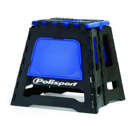 Lève-moto fixe POLISPORT repliable bleu/noir pour entretien et stockage sécurisé