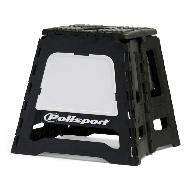 Lève-moto fixe POLISPORT repliable noir/blanc pour entretien et stockage sécurisé