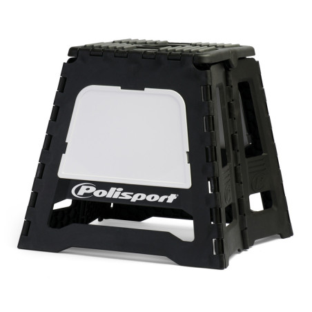 Lève-moto fixe POLISPORT repliable noir/blanc pour entretien et stockage sécurisé