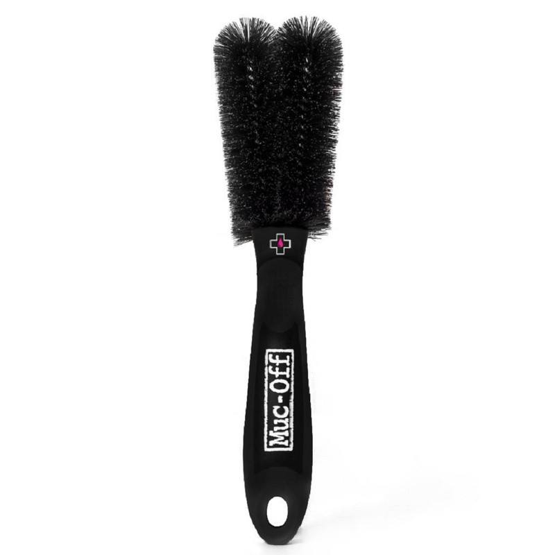 Brosse goupillon double Muc-Off – Nettoyage polyvalent roues et composants vélo et moto