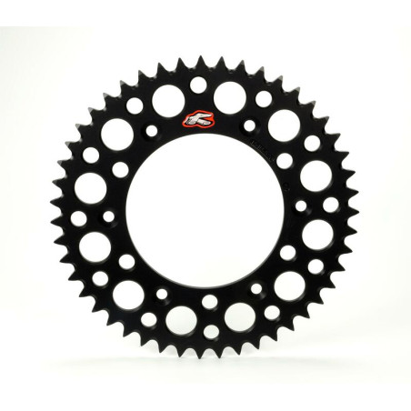 Couronne 49 dents RENTHAL aluminium noir Ultra-Light anti-boue 520 pour 125/250/450/500 CR/CRF