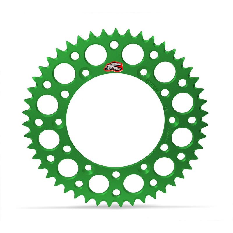 Couronne RENTHAL 50 dents aluminium vert Ultra-Light anti-boue pour 125/250/450 KX/KX-F