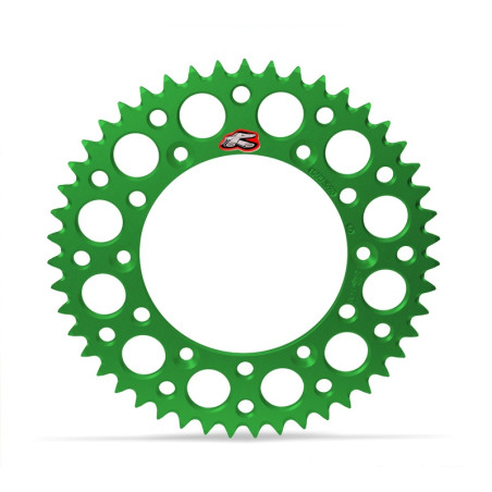 Couronne RENTHAL 50 dents aluminium vert Ultra-Light anti-boue pour 125/250/450 KX/KX-F