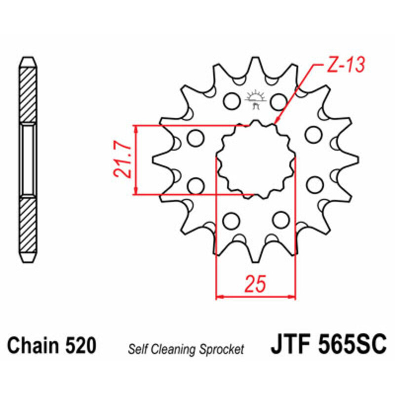 Pignon JT SPROCKETS 13 dents acier anti-boue 250 KX 1999 à 2008
