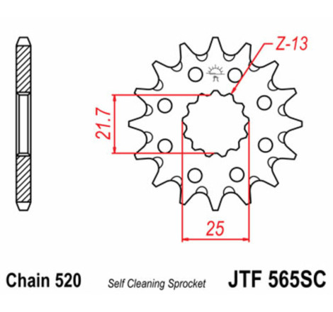 Pignon JT SPROCKETS 13 dents acier anti-boue 250 KX 1999 à 2008