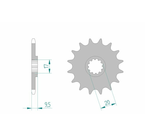 Pignon AFAM 14 dents acier anti-boue 65 SX/TC/MC