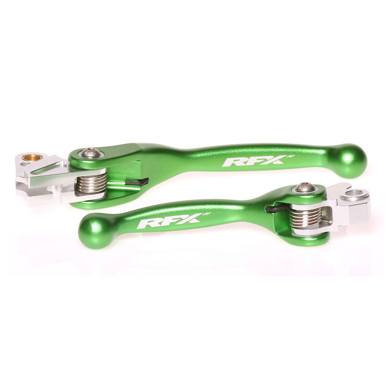 Ensemble leviers flexibles forgés RFX Race vert pour Kawasaki 250/450 KX-F