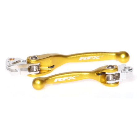 Ensemble leviers flexibles forgés RFX Race jaune pour Suzuki 250/450 RM-Z 2007-2025