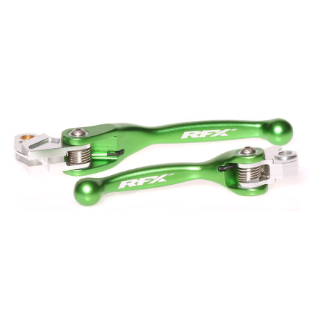 Ensemble leviers flexibles forgés RFX Race vert pour Kawasaki 65/85/125/250 KX