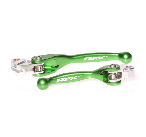 Ensemble leviers flexibles forgés RFX Race vert pour Kawasaki 65/85/125/250 KX