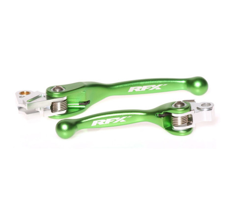 Ensemble leviers flexibles forgés RFX Race vert pour Kawasaki 250/450 KX-F