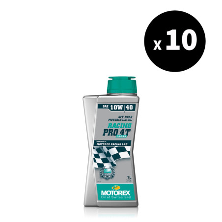 Pack 10 Huile moteur MOTOREX Racing Pro Cross 4T 10W40 1L – Huile moto 100% synthèse haute performance